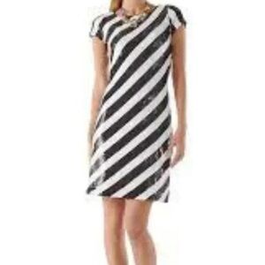 White House Black Market Sequin Diagonal Striped Mini Dress